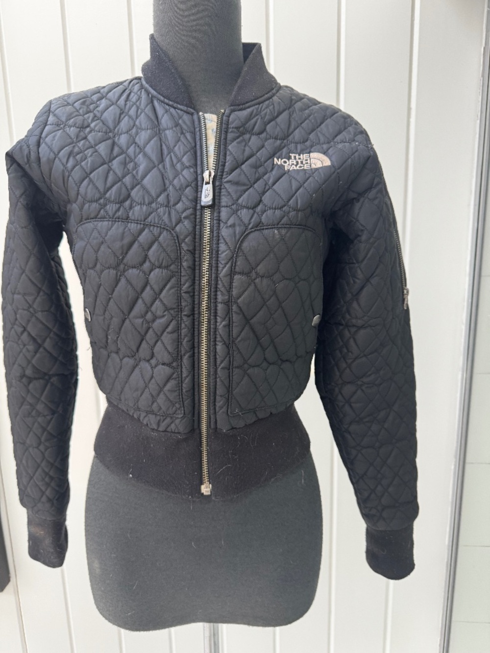 THE NORTH FACE BLACK QUILTED CROPPED JACKET WOMENS XS